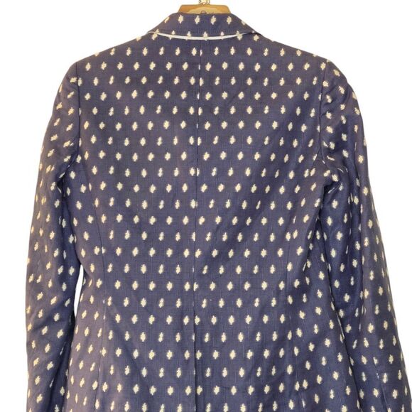 Anne Klein Clipped Jacquard Atlantic Blue Optic Career Style Blazer Size 2 - Picture 3 of 15